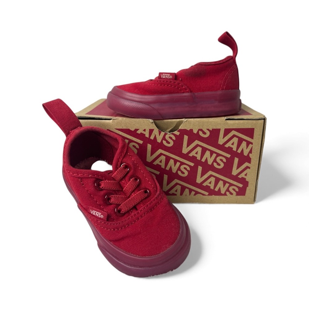 Vans Toddler Authentic Red Canvas‎ Lace Up Sneakers Shoes Size 3 Toddler